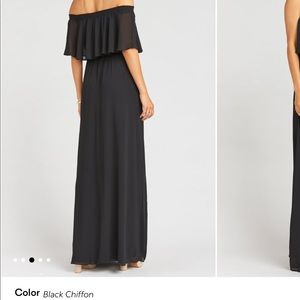 Black off the shoulder bridesmaid dress